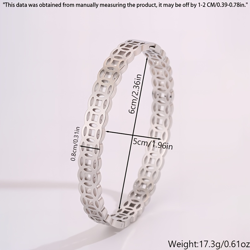 Open Circle Pattern & Heart Engravings Stainless Steel Bracelet Duo
